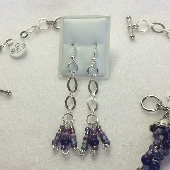 FINAL SALE PRICE Chalcedony & Woven Beads Set in Purple & Lavender - Picture 5 of 5